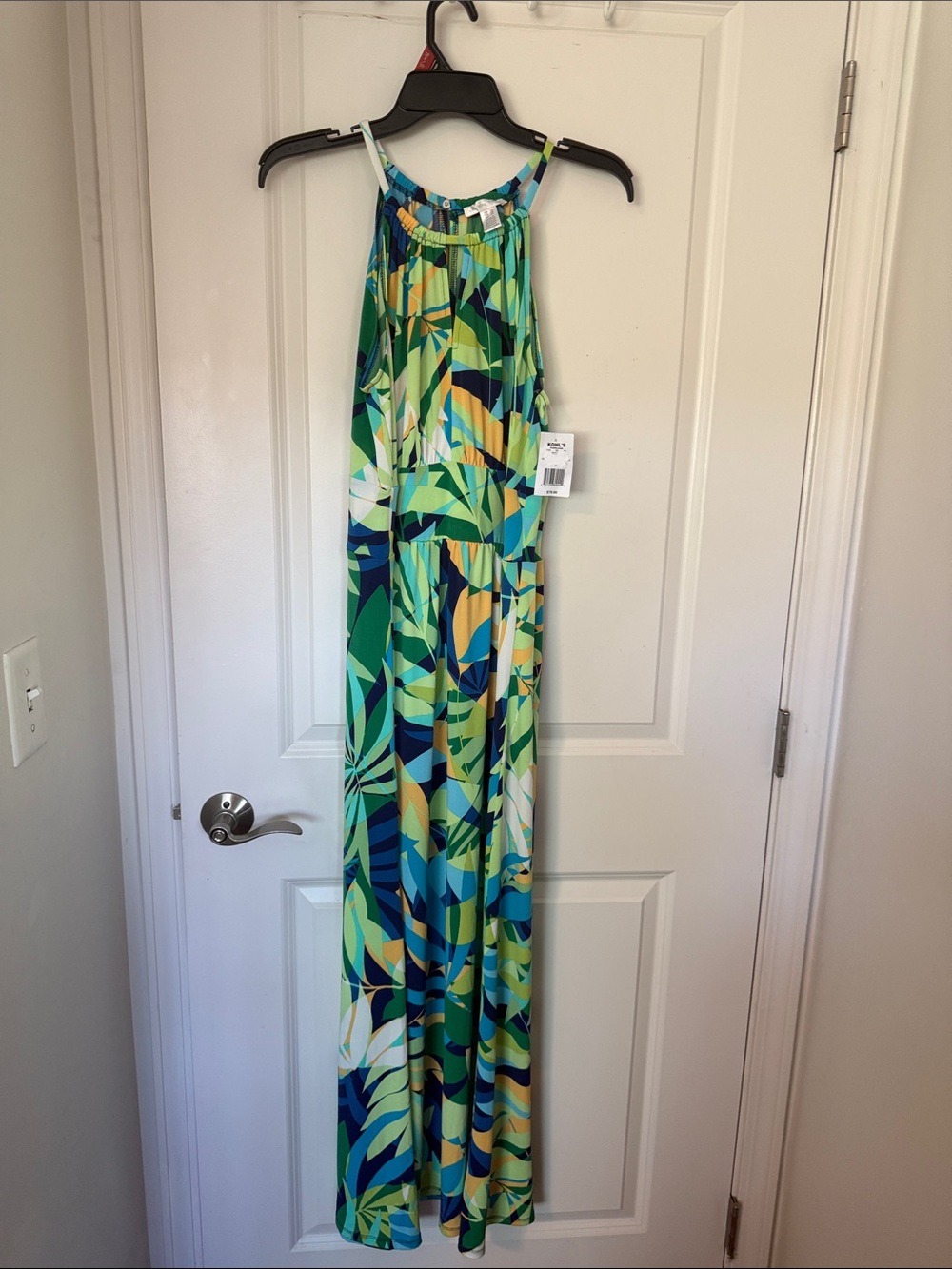 LONDON TIMES Multicolor Tropical Halter Maxi Dress